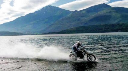 Rider Goes For World Record, Riding Dirt Bike Across The Water.