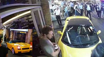 Man Eating Lunch Ends Up With A Surprise Lamborghini In His Lap