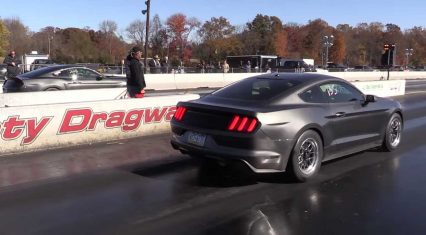 EcoBoost Mustang Kicks Behind On the Strip, Then Goes BOOM!