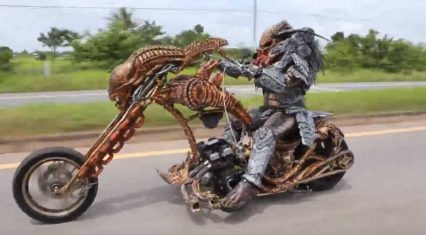 The Predator On A Motorcycle Is The Ultimate Halloween Costume For Motorcycle Riders