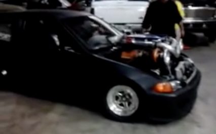 Someone Stuffed a Massive Twin Turbo 6.0 Powerstroke in a Honda Civic