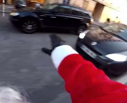 Man Dressed As Santa Chases Down A Hit And Run Driver Who Left The Scene