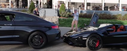 Bystanders Gasp As Self-Parking Mercedes Comes Inches From Hitting An Aventador