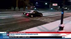 News Report Warns Of Dangerous Road Conditions As Cars Drift By To Troll Reporter