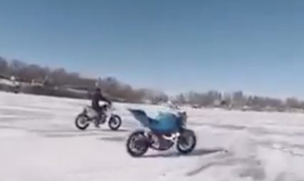 Stunt Rider’s Bike Escapes, Rides Upright On Its Own As Rider Gives Chase