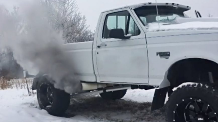 When You Forget To Plug In Your Diesel Truck. Cold Starts!