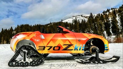Nissan 350z Converted to Oversize Snowmobile, Must See