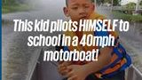 This 5-Year-Old Kid Pilots Himself to School on a 40 MPH Boat