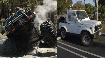 Suzuki Samurai on Massive Tires Shows us What a Might Mouse Can Do!
