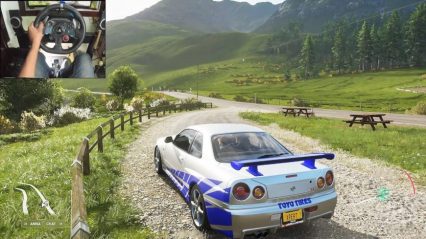 As Real As It Gets – Gamer Uses Steering Wheel + Forza Horizon 4 To Bring GT-R To Life