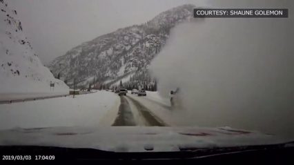 Massive Avalanche Blindsides Drivers, Caught On Dashcam
