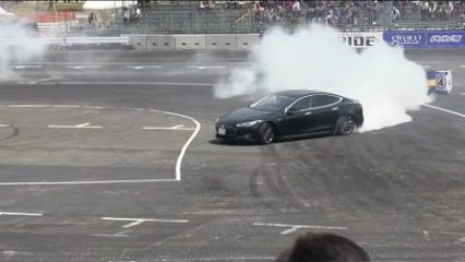 Tesla Model S Sent Sideways In Drifting Action