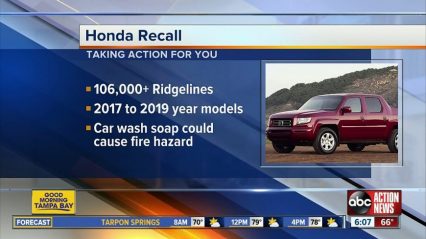 106,000 Honda Ridgeline Pickups Recalled Due To Car Wash Hazard