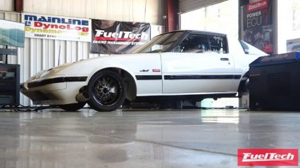 Brutal Turbocharged LSX Mazda RX-7 Punishes the Dyno Rollers (2000+ HP!)