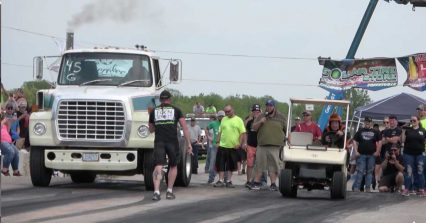 Farmtruck And AZN - Golf Cart vs Big Rig At The Street Drags