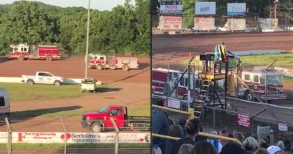 Firetruck Dirt Track Racing is the Most Amazing Redneck Thing We’ve Ever Seen