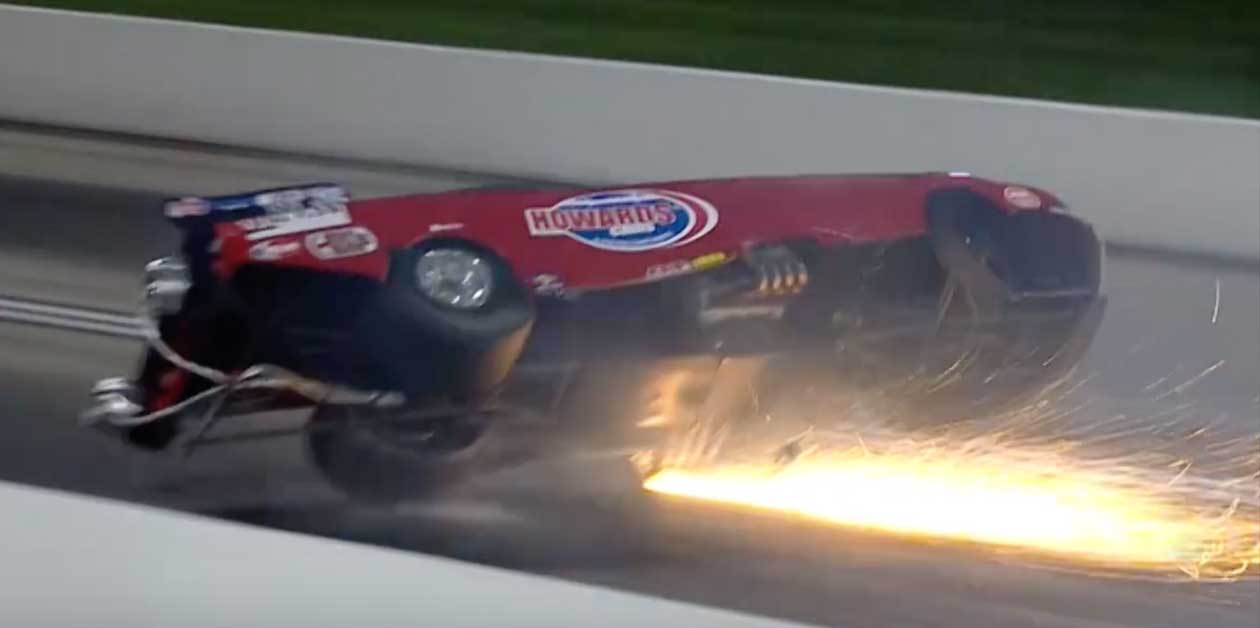 Top Alcohol Funny Car Racer Goes For a Dramatic Ride at Route 66