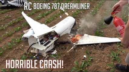 Massive RC Boeing 787 Takes a Dive, Catches on Fire