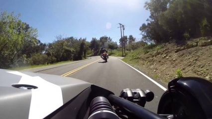 Motorcycle Riders Take a Blind Turn and Meet a Parked Car