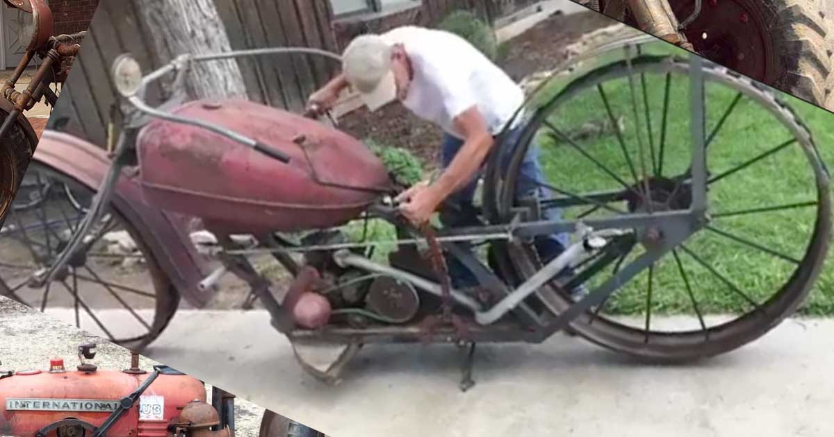 Guy Built an Entire Motorcycle Out of Tractor Parts!