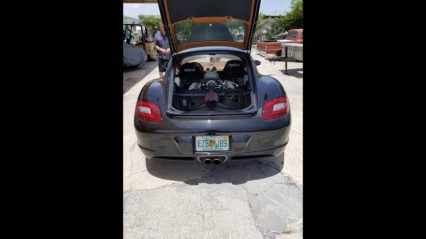 Someone Shoehorned a Coyote Mustang Engine Into a Porsche Cayman