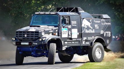 1000HP 10-Ton Kamaz Dakar Truck Goes Sideways up Goodwood Hillclimb