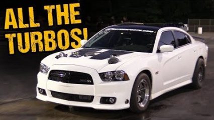 Charger Has Turbos Sticking Out of the Hood! SEDAN LAYS IT DOWN!