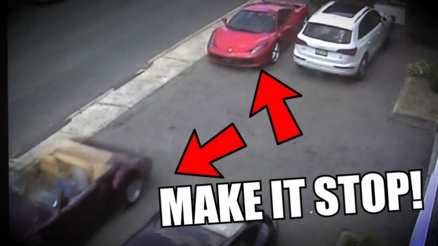 Clip Shows Ferrari 458 Caught on Camera Being Brutalized in Parking Lot