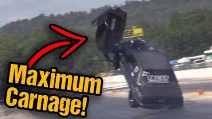 Mustang Does Giant Wheelstand Ripping The Entire Front End Off