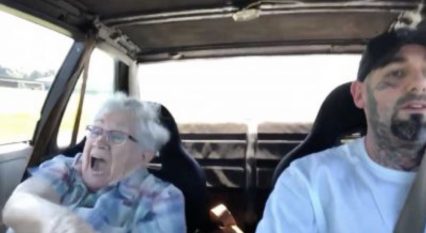 Taking Grandma For A Quick Hit In A Race Car, Her Reaction Is Priceless