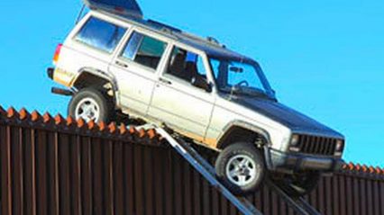 Jeep Gets Stuck Atop Sketchy Makeshift Ramp On The Border Wall