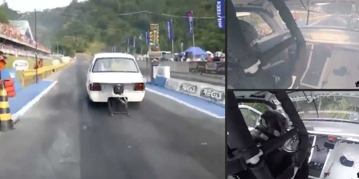 Drag Racer Turns Into Rally Racer Real Quick After Brake Failure