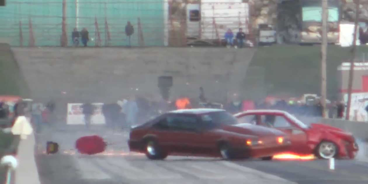 Double Drag Racing Crash Tangles up Competitors