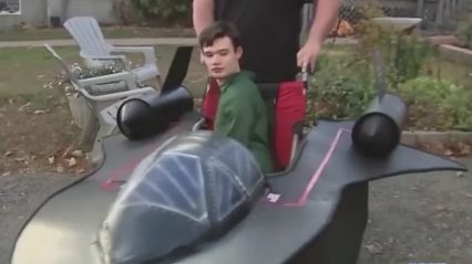 Dad Builds Son Fighter Jet Halloween Costume For Wheelchair