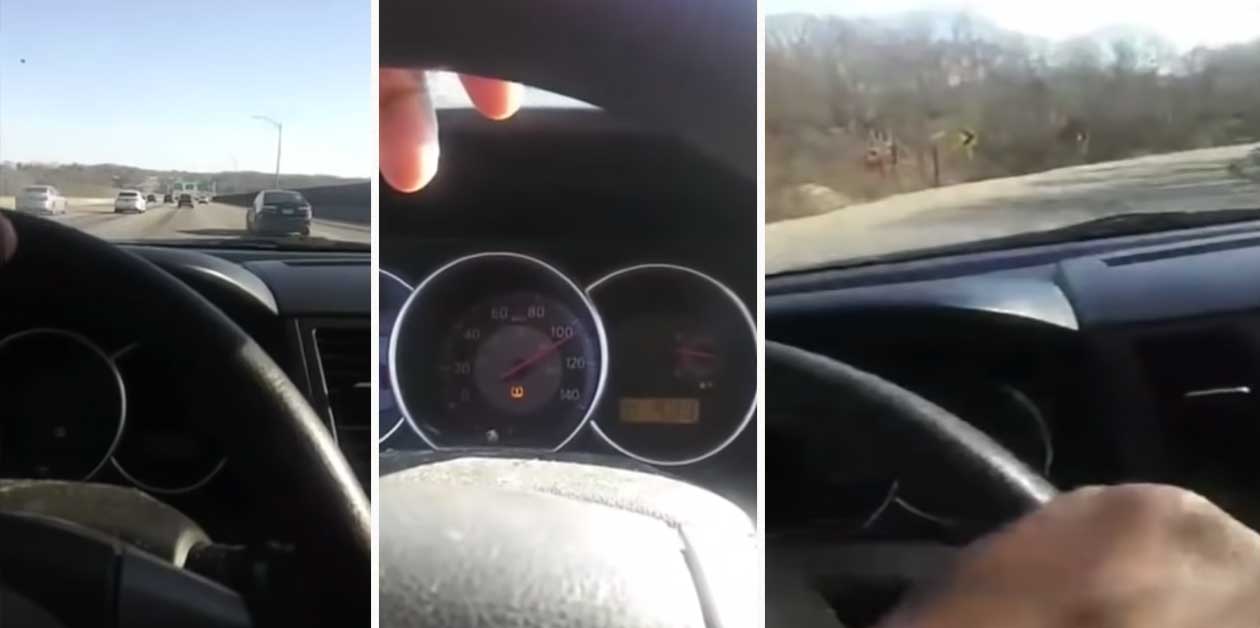 Dude Wrecks His Car While Swerving in Traffic, Live Streaming at Over 100 MPH