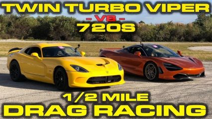 CRAZY 1,150 HP Twin Turbo SRT Viper vs McLaren 720S 1/2 Mile Racing