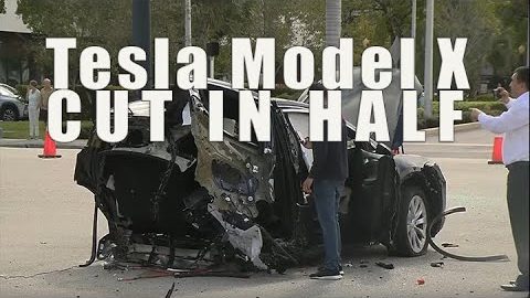 Tesla Model X Cut in Half by Speeding GT-R