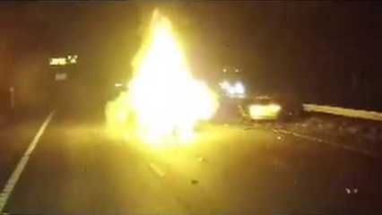 Truck Driver Rescues Woman From Burning Car