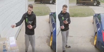 UPS Films Himself Slamming Package on Porch, Flipping it Off