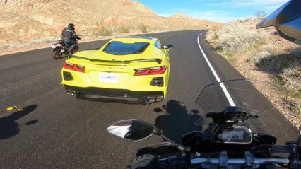 C8 Corvette Driver Nearly Takes Out a Group of Motorcycles… Already