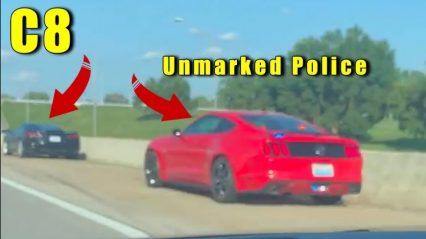 Unmarked Mustang Police Car Pulls Over C8 Corvette (First C8 Traffic Stop?)