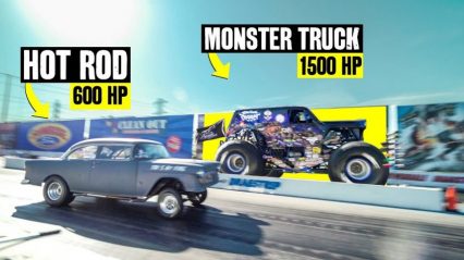 What Happens When A Hot Rod Takes On A Monster Truck In A Drag Race?