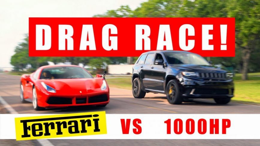 1000 HP Jeep Tries its Luck Against Ferrari 488 in Drag Race