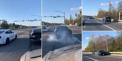 Mustang Rips Away From Redlight, Immediately Get Sideways... It Goes VERY Badly