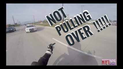 Motorcycle Rider Flips Off Cop, Meets Instant Karma When He Dumps Bike