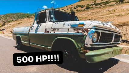 Dropped Ford F-100 Gets 7.3L Power Stroke With a Hood Stack!