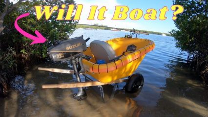 Wheelbarrow Meets Outboard Motor For Ultimate Budget Boating Project