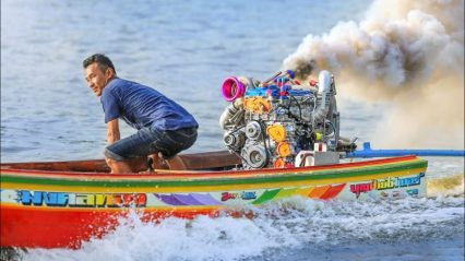 Drag Racing Turbocharged Longtail Thai Riverboats is OFF THE RAILS Fun!