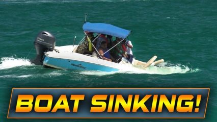 Overloaded Boat Takes on Water in the Crazy Waves of the Haulover Inlet