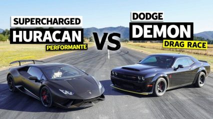 Dodge Demon Takes on Supercharged Lamborghini in a Wild Drag Racing Display